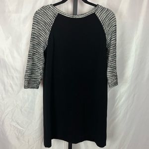 Loft Black Dress With Marled Sleeves, size 4 Petite